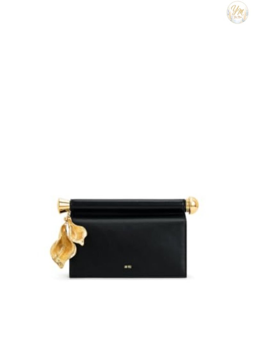 Vegan Leather Clutch with Gold Hardware Embellished Pendant
